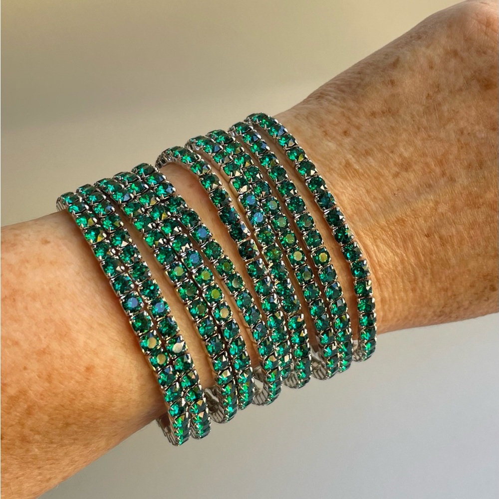 Swarovski Emerald Green Stretch Bracelet Set